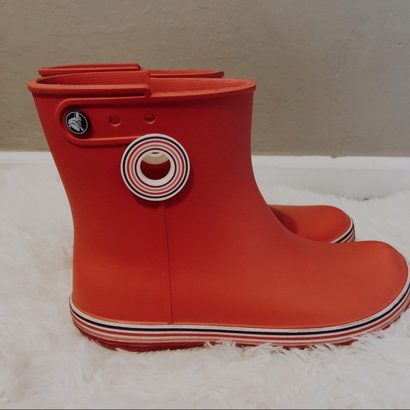 crocs red rain boots